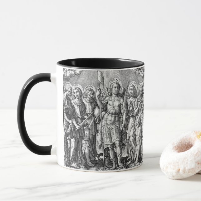 Caneca Os Sete Arcanjos (M 034; Gravura) (Com Donut)