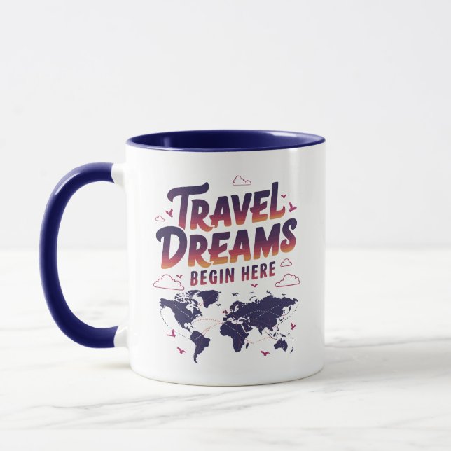 Caneca Os Sonhos viagem começam aqui (Esquerda)