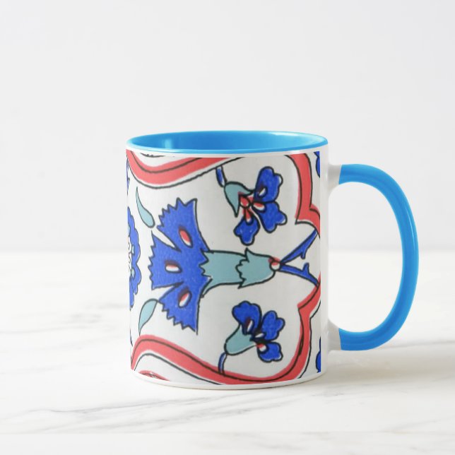 Caneca Os turcos telham o teste padrão azul do cravo (Direita)