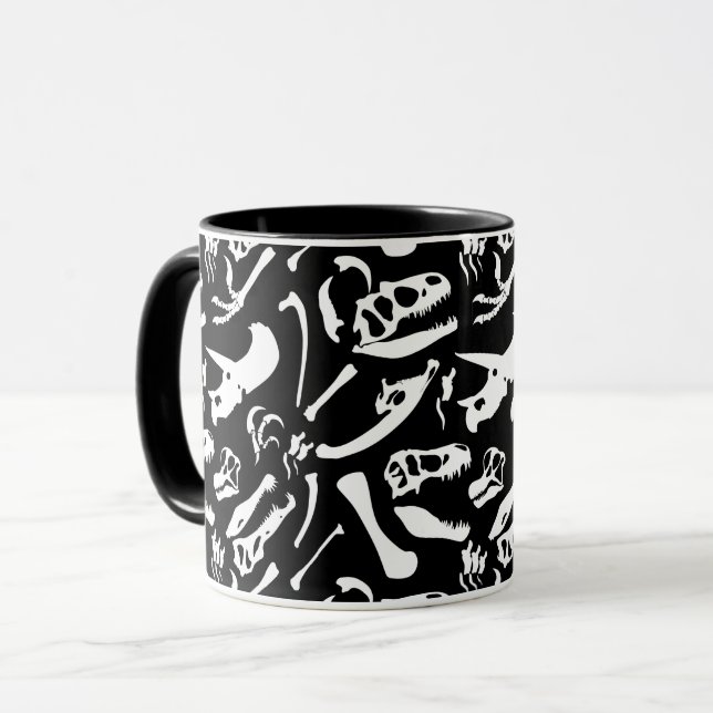 Caneca Ossos de dinossauro (preto) (Frente Esquerda)
