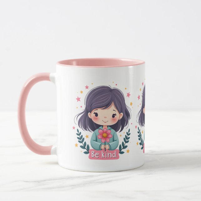 Caneca Ótima Ilustração "Seja gentil" de Kawaii - Arte In (Esquerda)