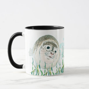 Caneca Ótima manhã, ilustração da cor da foca bebê
