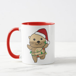 Caneca Otters de Feriados de Inverno de Natal