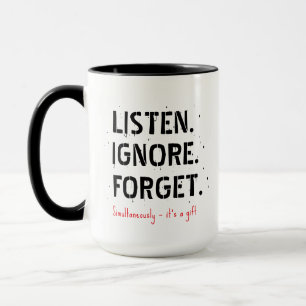 Caneca Ouça Ignore Esqueça, Presente de Café Sarcá
