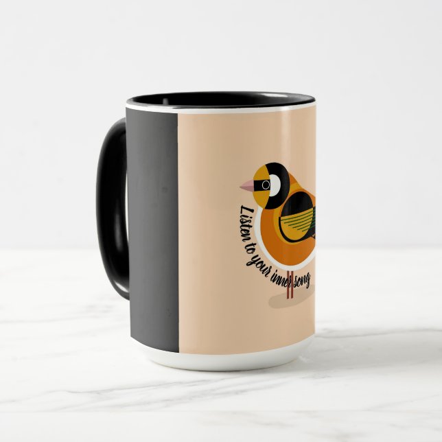 Caneca Ouça Sua Música Interna, Pássaro Mug (Frente Esquerda)