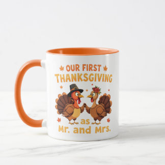 Caneca Our First Thanksgiving Mr and Mrs Couples Newlywed