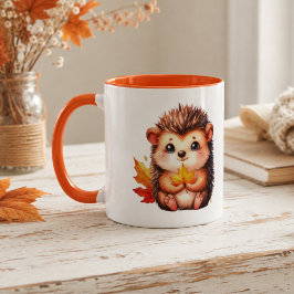 Caneca ouriço fofo Folhas do outono