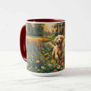 Caneca Ouro Cheio Retriever Rastreando ao Sol