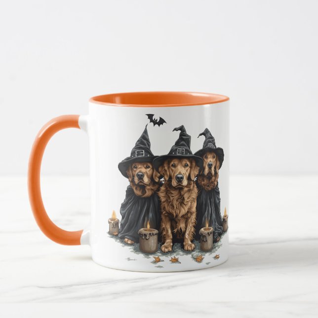 Caneca Ouro de Halloween Cães de Retriever Jack O Lantern (Esquerda)