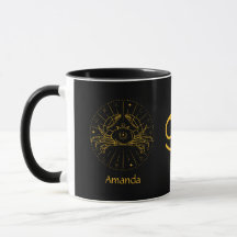 Ouro de Sinal Zodiac - Cancer Amarelo Personalizáv