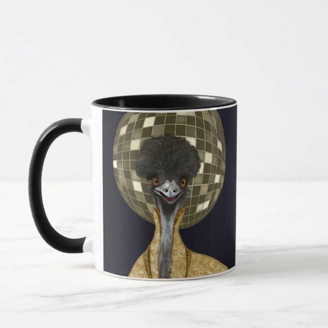 Caneca Ouro Funny Retro Disco Ball Emu Bird (Esquerda)