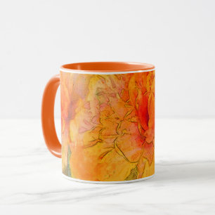 Caneca Ouro Marigold Flower Watercolor
