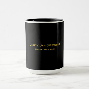 Caneca Ouro Metálico & Preto Moderno Elegante Profissiona