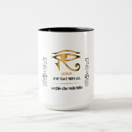 Caneca Ouro Olho de Horus design em Inglês e Italiano
