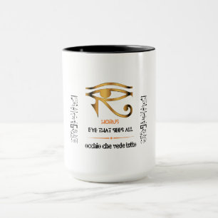 Caneca Ouro Olho de Horus design em Inglês e Italiano