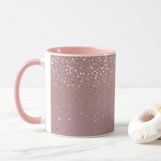 Caneca Ouro Petite Stars Café Mug-Mauve (Com Donut)