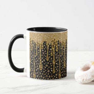 Caneca Ouro Preto Brilho Glam Bling Lux