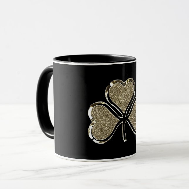 Caneca Ouro Shamrock Clover Ireland - Símbolo irlandês (Frente Esquerda)