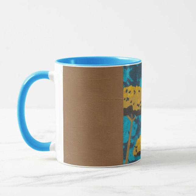 Caneca Ouro Yseta Garden com fundo azul (Esquerda)