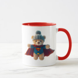 Caneca Ours en peluche super-héros avec bonnet.