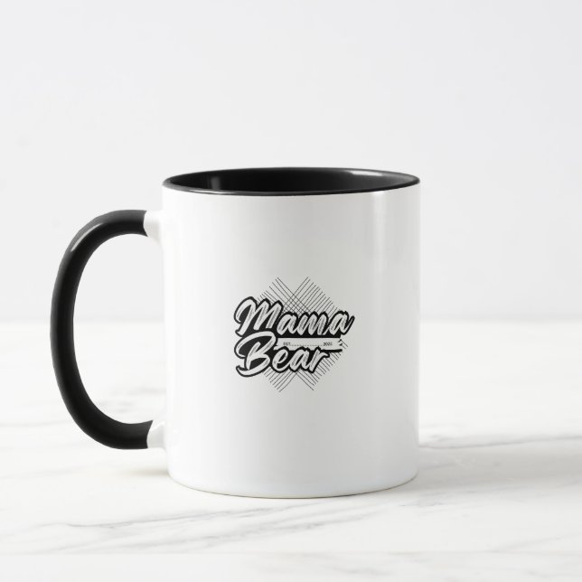 Caneca Ousada Mãe Urso Design Preto e Branco (Esquerda)