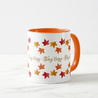 Caneca Outono Aconchegante & Folhas de Outono Rústico