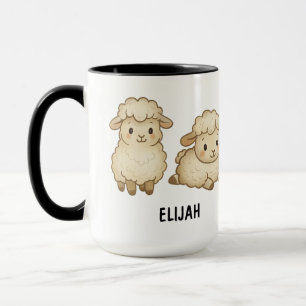 Caneca Ovelha Desenhada à Mão Personalizada Fofa