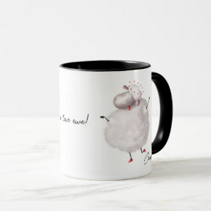 Caneca Ovelhas Engraçadas Eu Adoro Ewe Heart Personalised
