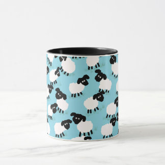 Caneca Ovelhas Fluffy Em Azul Bebê