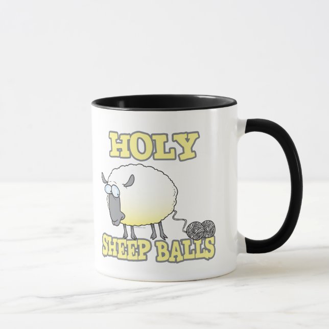 Caneca ovelhas sagradas bolas engraçadas desfiando lã de  (Direita)