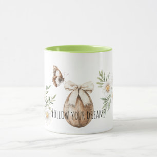 Caneca Ovo de Páscoa de Madeira Falsa com Arco Borboleta 
