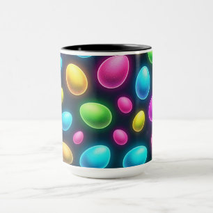Caneca Ovo/Primavera de Páscoa de cor clara/néon