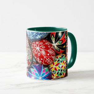 Caneca Ovos de Páscoa ucranianos, ornamentados e colorido