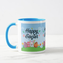 Caneca Ovos Feliz Páscoa Coelho & Flores