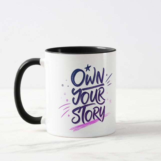 Caneca Own Your Story Modern Artistic Motivational Quote  (Esquerda)
