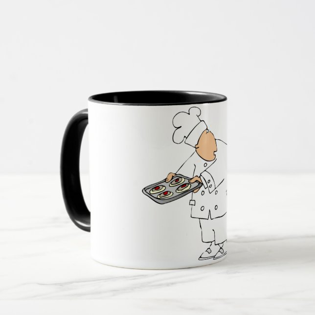 Caneca Padeiro Chef de Desenho Animado Divertido com Band (Frente Esquerda)