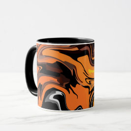 Caneca Padrão Abstrato de Redemoinho Laranja Fogo