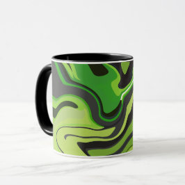 Caneca Padrão Abstrato Verde Fluido