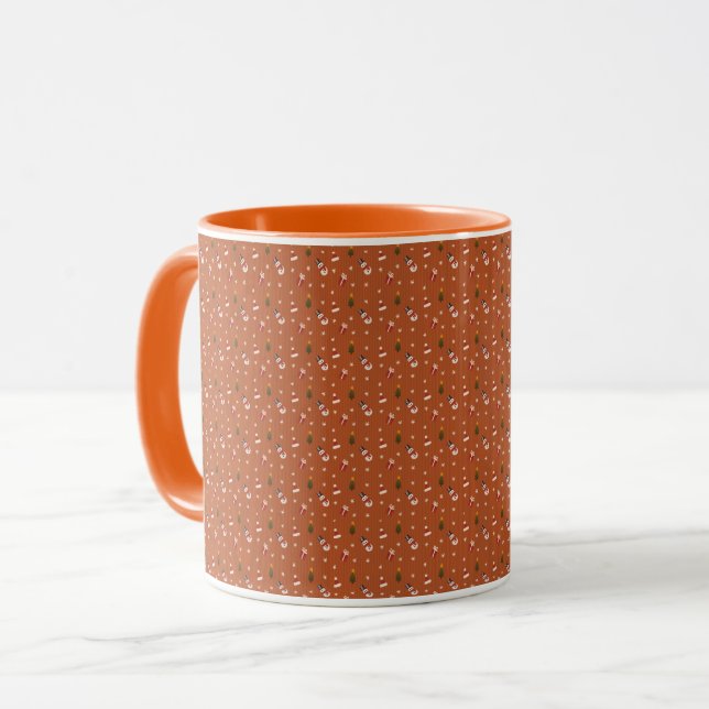 Caneca Padrão Aconchegante de Natal | Boneco de Neve, Pre (Frente Esquerda)