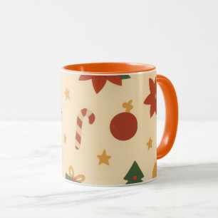 Caneca Padrão Aconchegante de Natal com Presentes e Árvor