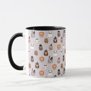 Caneca Padrão Adorável das Corujas de Halloween