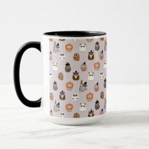 Caneca Padrão Adorável das Corujas de Halloween