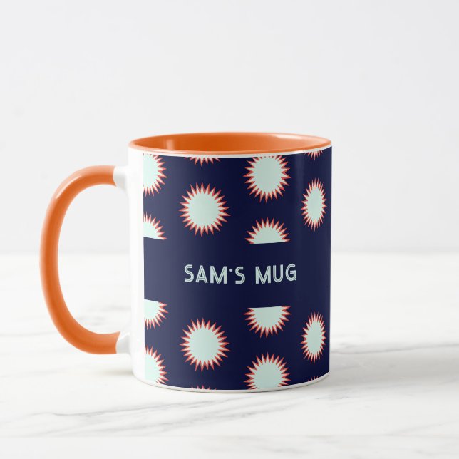 Caneca Padrão Alto Azul e Laranja Flash Adicionar o Nome  (Esquerda)