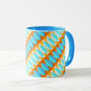 Caneca Padrão Amarelo Laranja Azul Turquesa Colorido