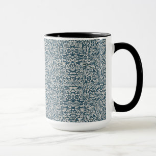 Caneca Padrão antigo de saída Vestida deixa fundo azul