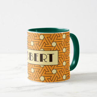 Caneca Padrão Árabe Espiral Triplo de bege Laranja Orient