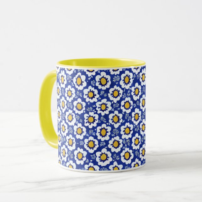 Caneca Padrão Árabe Floral Amarelo (Frente Esquerda)