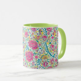 Caneca Padrão Árabe Floral do limão