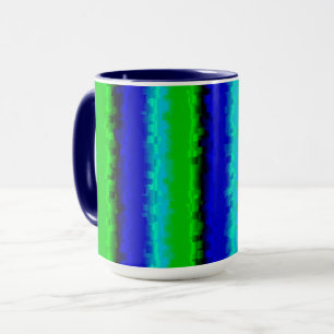 Caneca Padrão arco-íris 3D abstrato azul verde