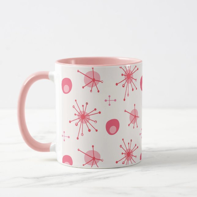 Caneca Padrão Atômico de explosão de meio século rosa, ve (Esquerda)